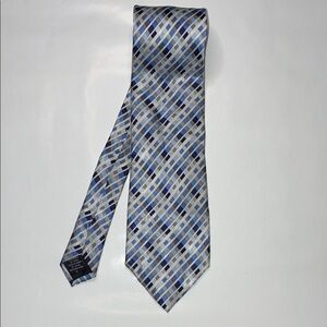 Elegant Blue and Gray Checkered Tie